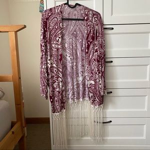 Paisley kimono with fringe